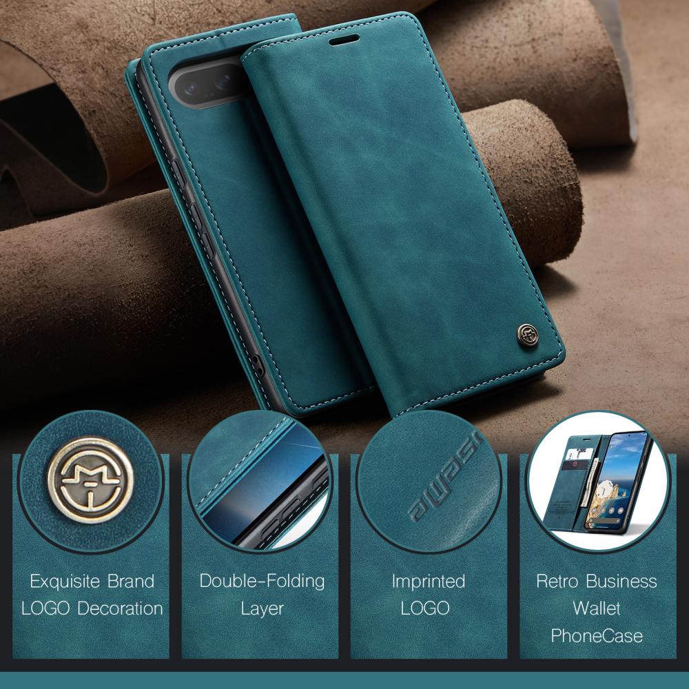 CASEME CASEME Google Pixel 10/10 Pro Fodral Flip Retro Läder Blå - Teknikhallen.se