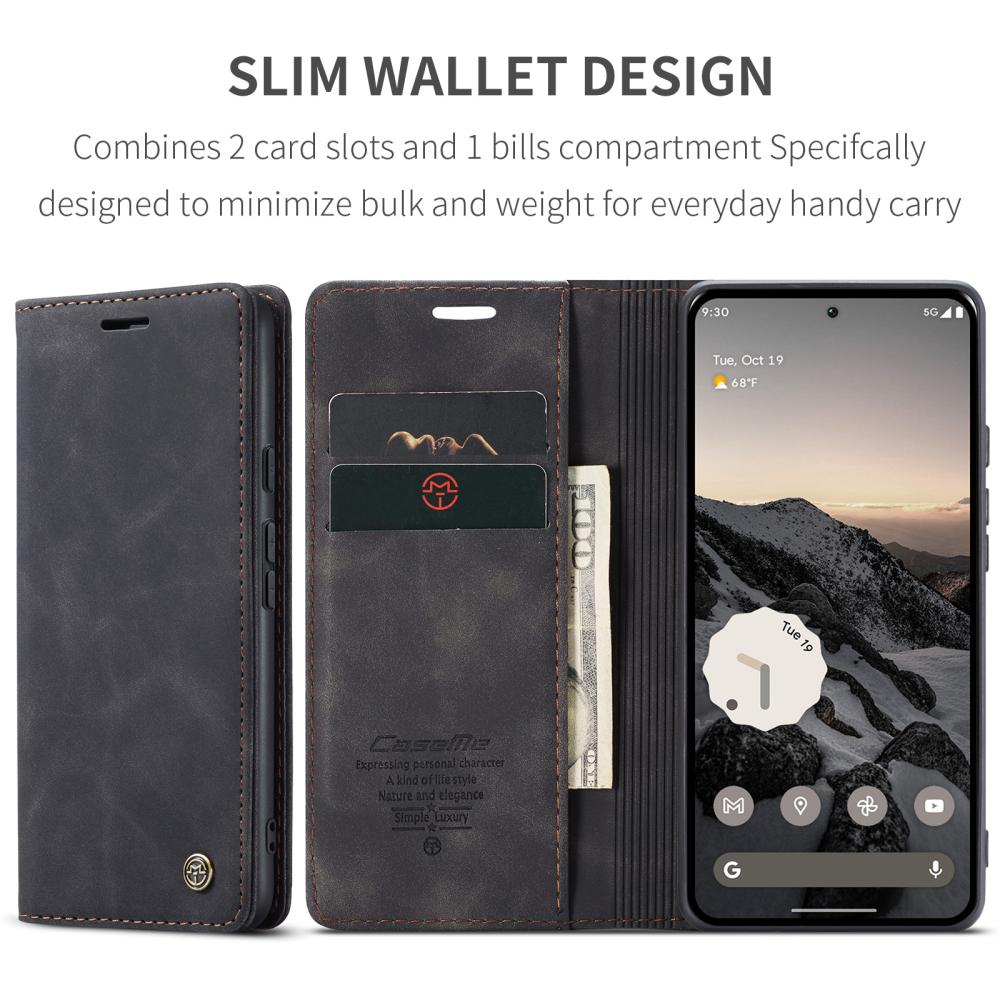CASEME CASEME Google Pixel 10/10 Pro Fodral Flip Retro Läder Svart - Teknikhallen.se