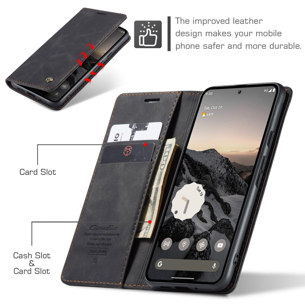 CASEME CASEME Google Pixel 10/10 Pro Fodral Flip Retro Läder Svart - Teknikhallen.se
