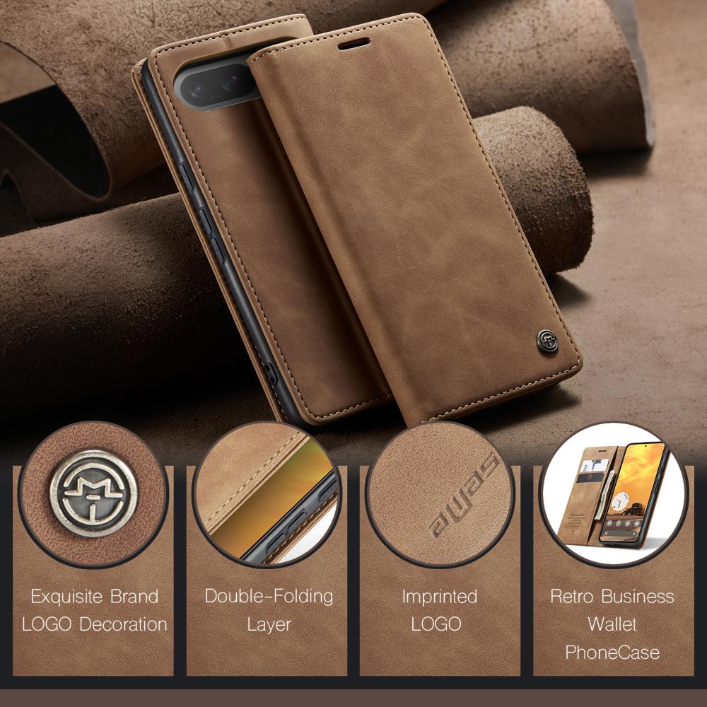 CASEME CASEME Google Pixel 10/10 Pro Fodral Flip Retro Läder Brun - Teknikhallen.se