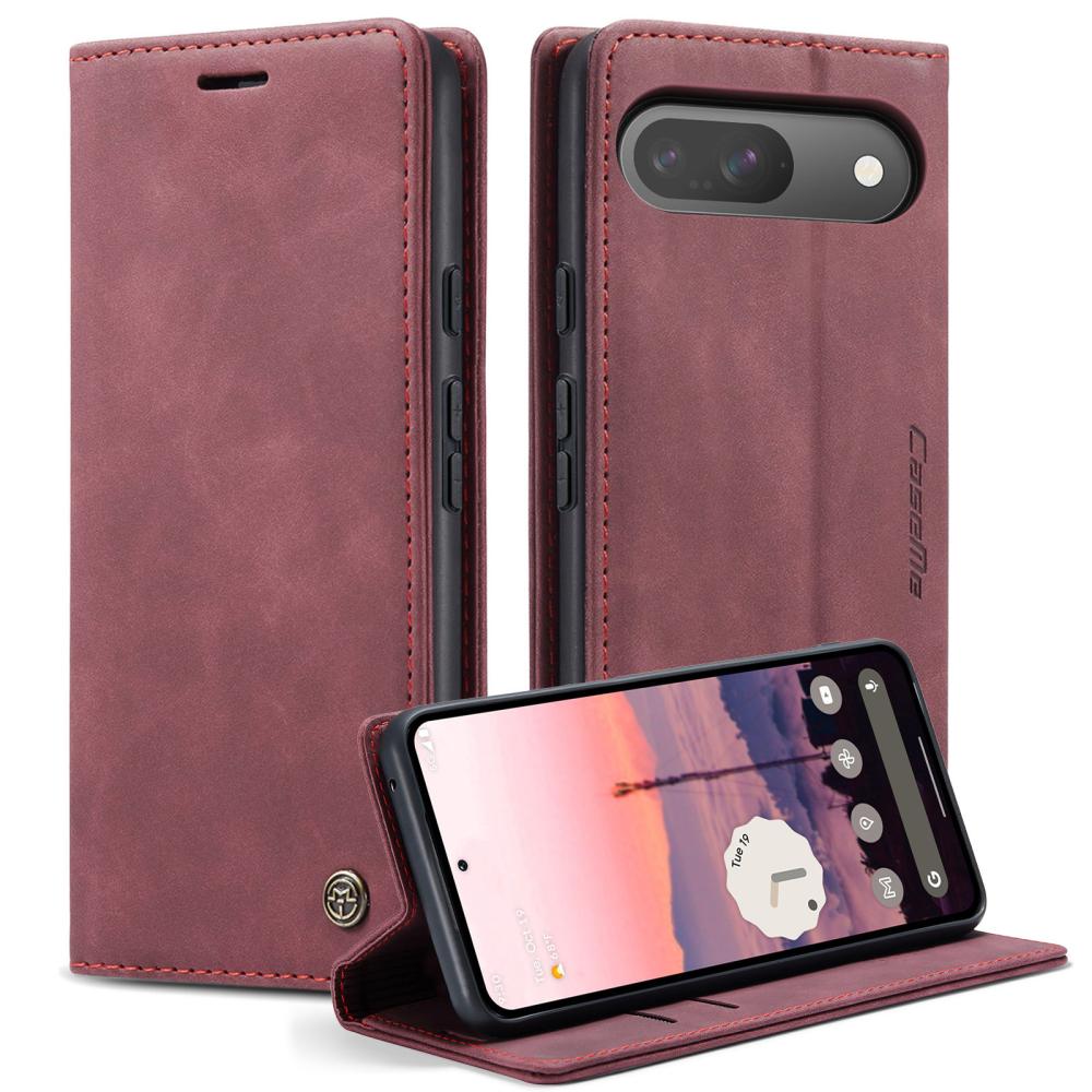 CASEME CASEME Google Pixel 10/10 Pro Fodral Flip Retro Läder Röd - Teknikhallen.se