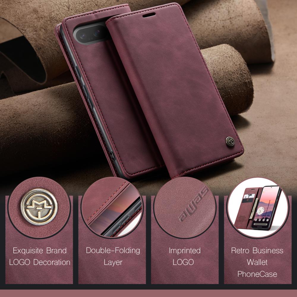 CASEME CASEME Google Pixel 10/10 Pro Fodral Flip Retro Läder Röd - Teknikhallen.se