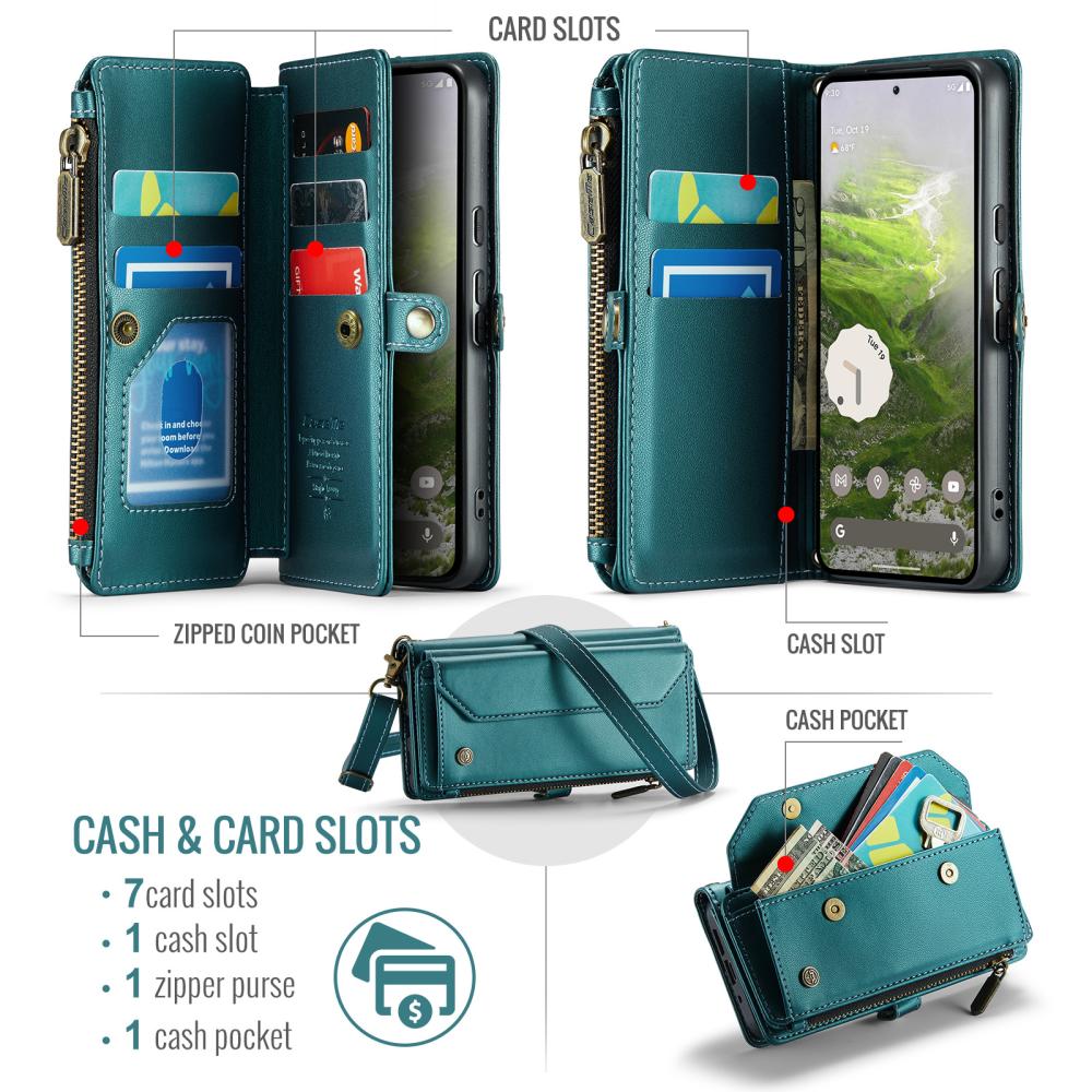 CASEME CASEME Google Pixel 10/10 Pro Plånboksfodral Läder Grön - Teknikhallen.se