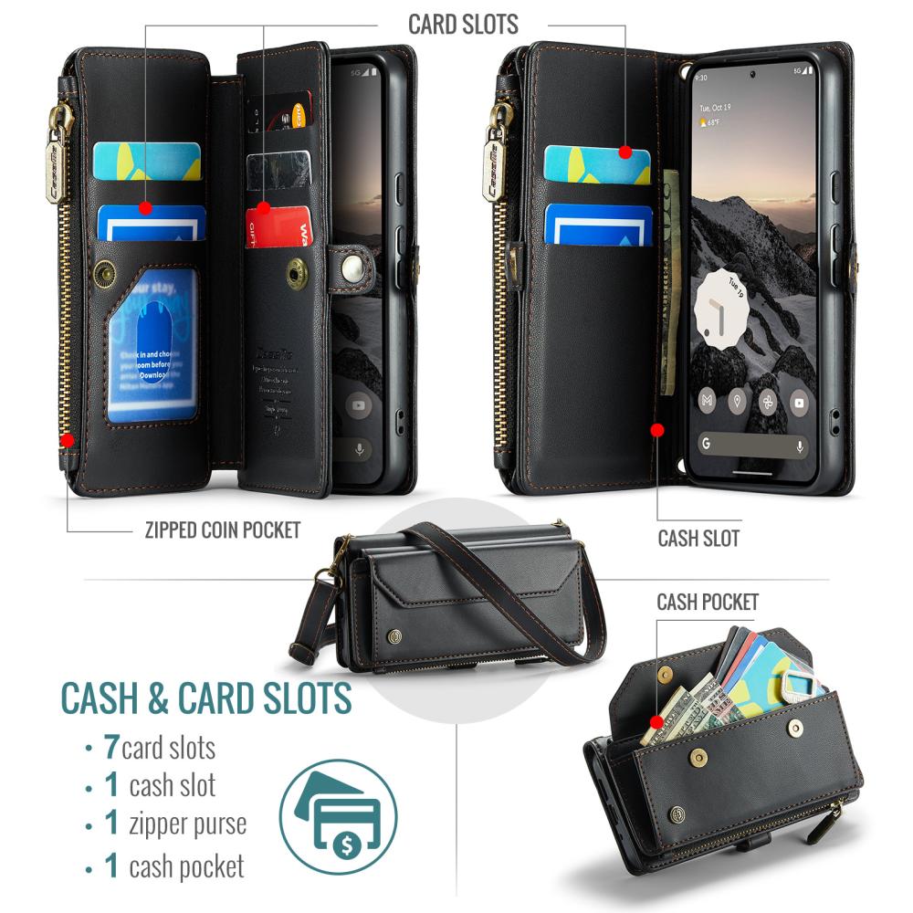 CASEME CASEME Google Pixel 10/10 Pro Plånboksfodral Läder Svart - Teknikhallen.se