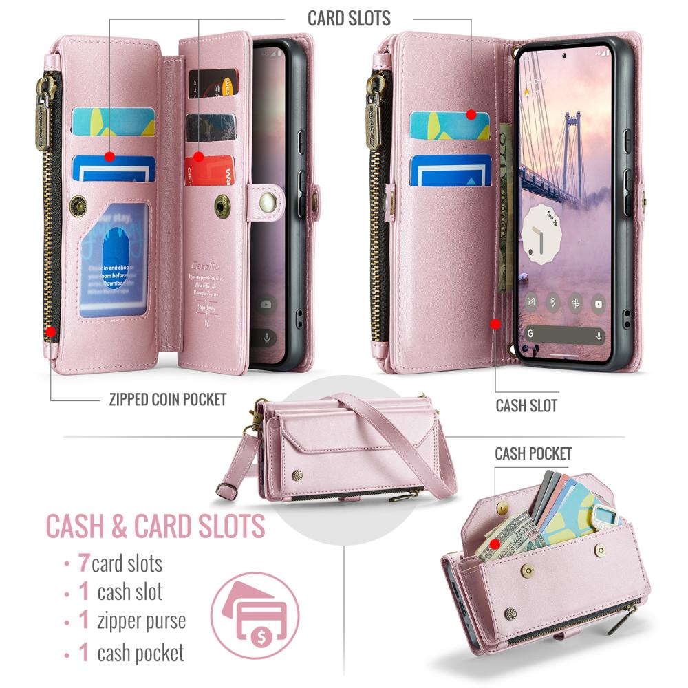 CASEME CASEME Google Pixel 10/10 Pro Plånboksfodral Läder Rosa - Teknikhallen.se