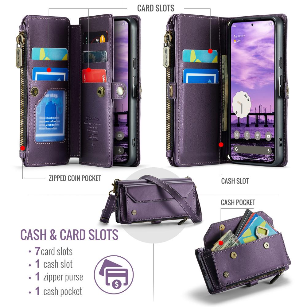 CASEME CASEME Google Pixel 10/10 Pro Plånboksfodral Läder Lila - Teknikhallen.se