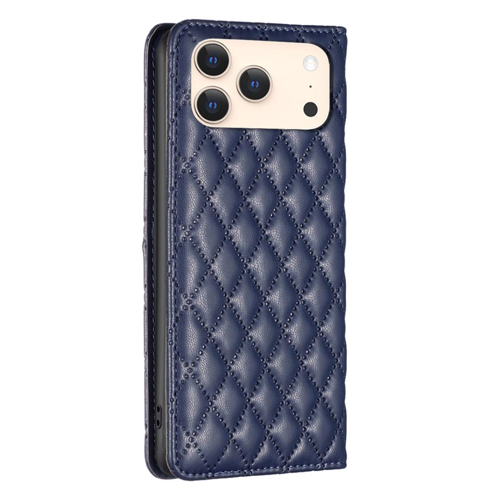 BINFEN BINFEN iPhone 17 Pro Fodral Flip Diamond Läder Blå - Teknikhallen.se