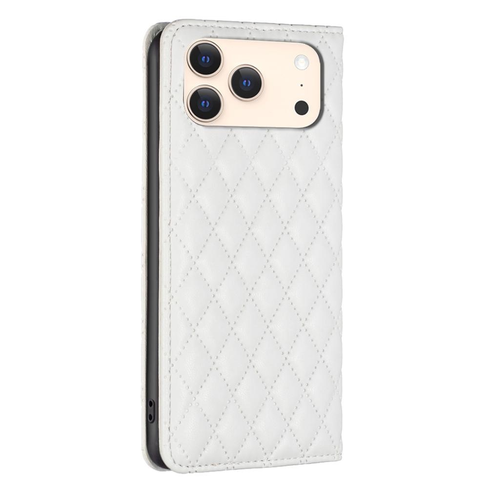 BINFEN BINFEN iPhone 17 Pro Fodral Flip Diamond Läder Vit - Teknikhallen.se
