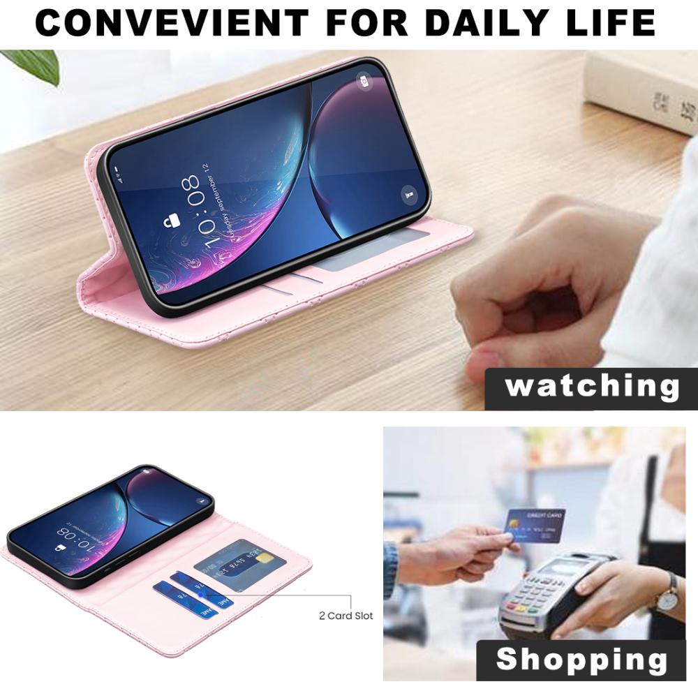 BINFEN BINFEN iPhone 17 Pro Fodral Flip Diamond Läder Rosa - Teknikhallen.se
