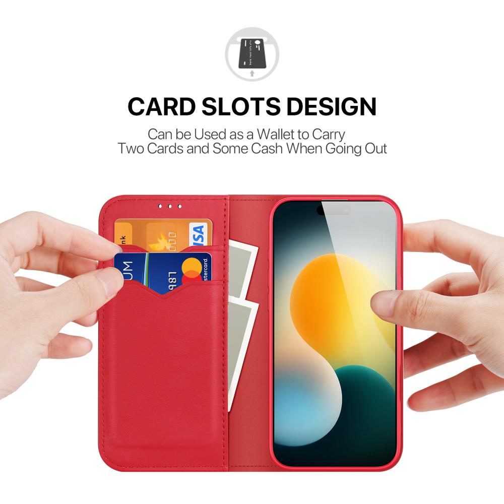 DUX DUCIS DUX DUCIS iPhone 17 Pro Fodral HIVO Äkta Läder Röd - Teknikhallen.se