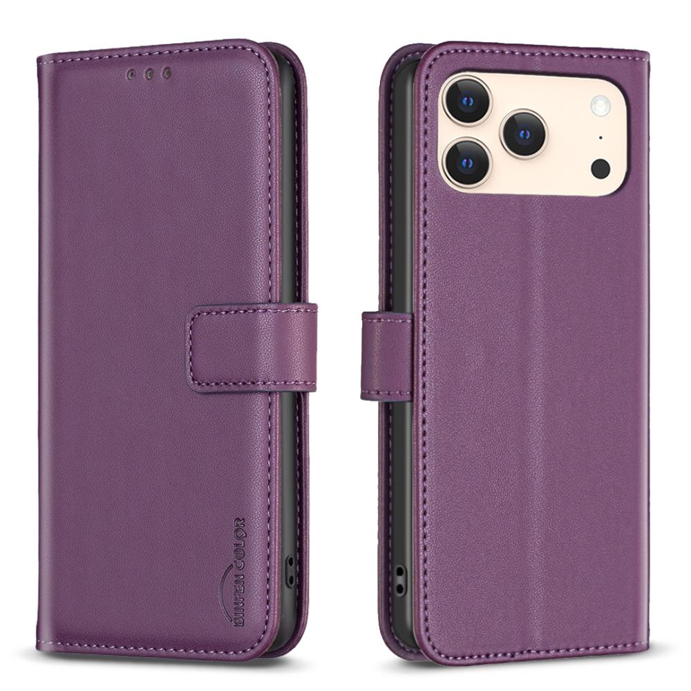 BINFEN BINFEN iPhone 17 Pro Fodral Läder Mörk Lila - Teknikhallen.se