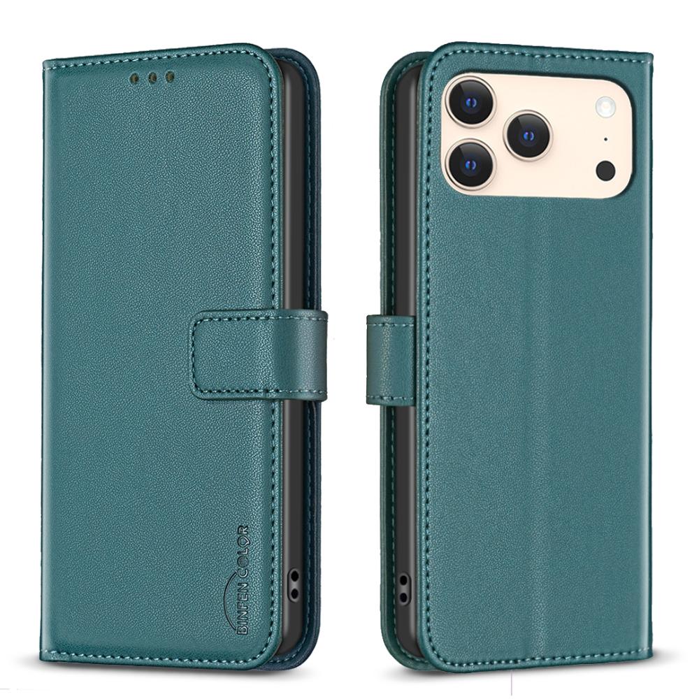BINFEN BINFEN iPhone 17 Pro Fodral Läder Grön - Teknikhallen.se