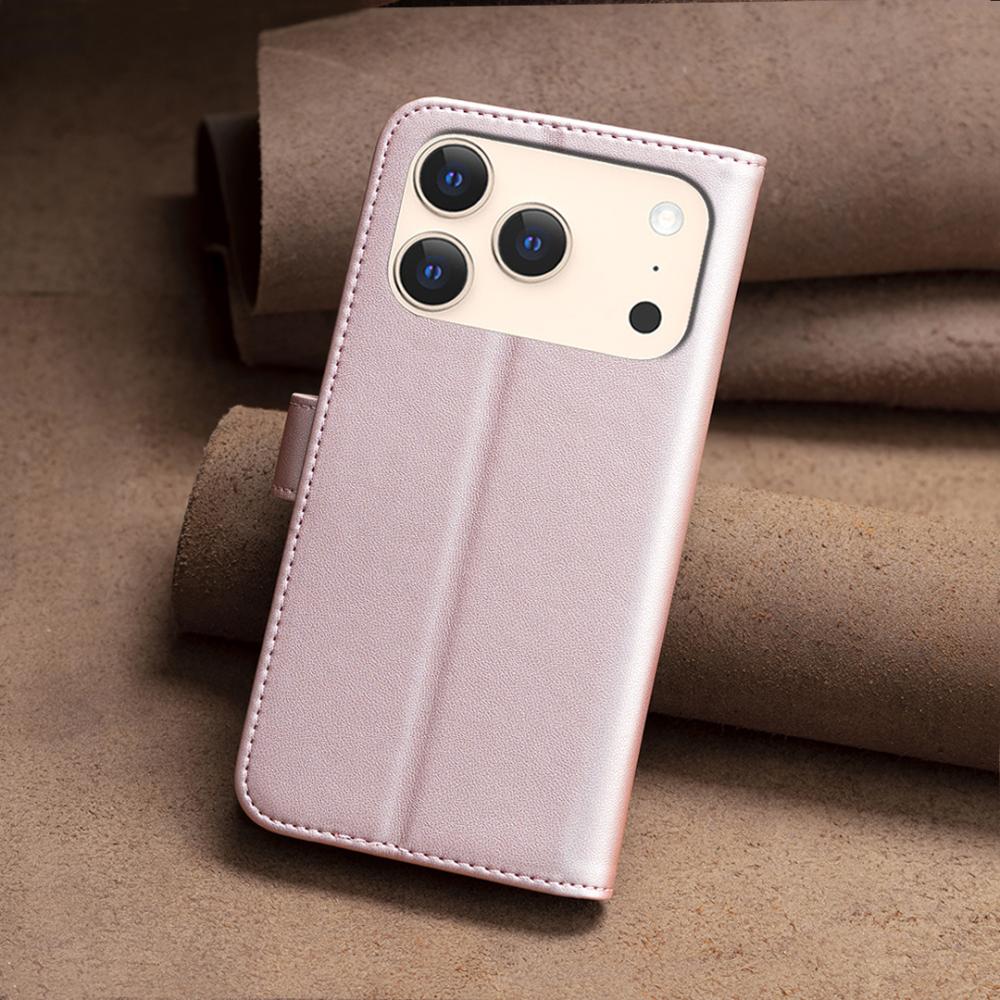BINFEN BINFEN iPhone 17 Pro Fodral Läder Roséguld - Teknikhallen.se
