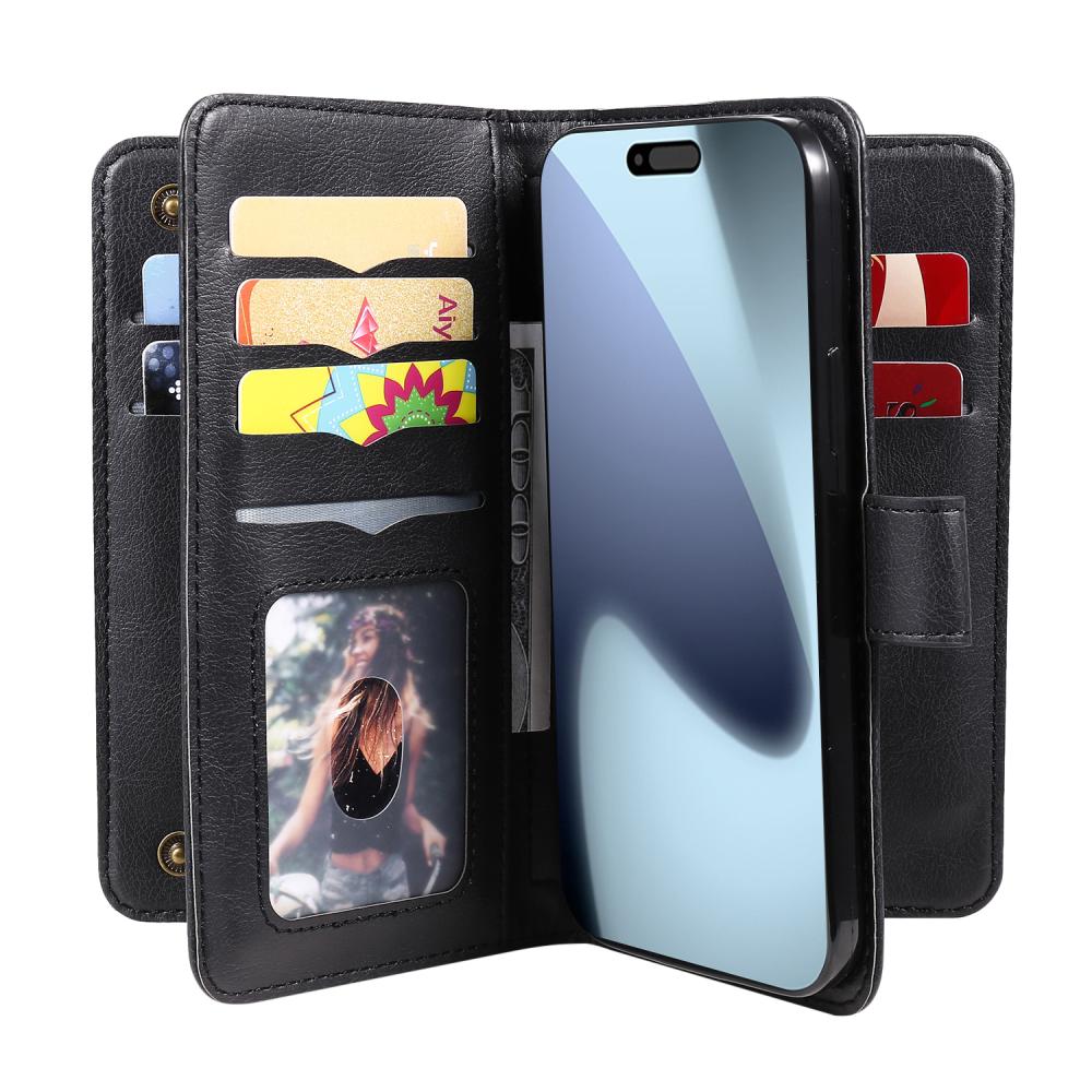  iPhone 17 Pro Fodral Multifunktionellt Läder Svart - Teknikhallen.se
