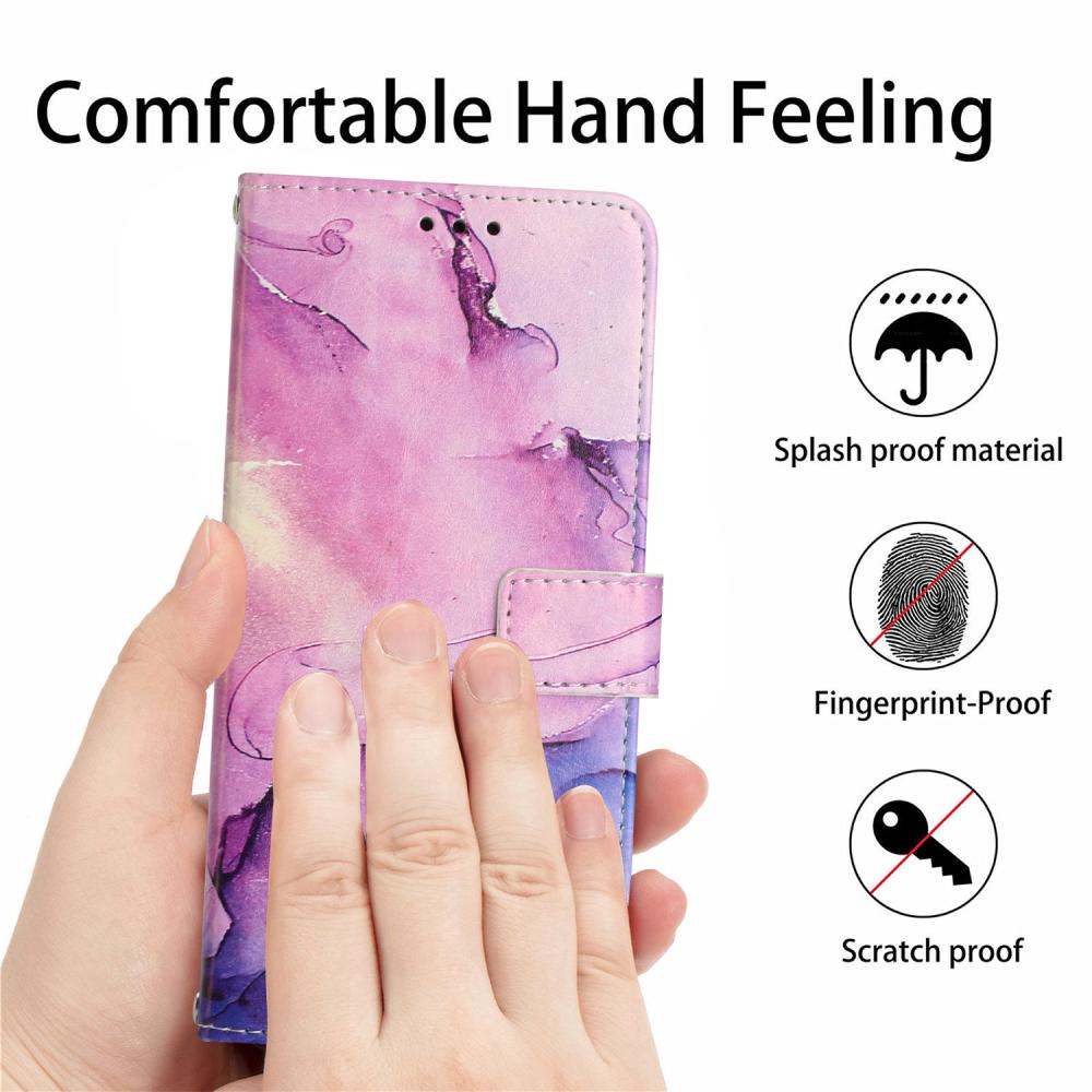  iPhone 17 Pro Fodral Läder Marmor Lila - Teknikhallen.se