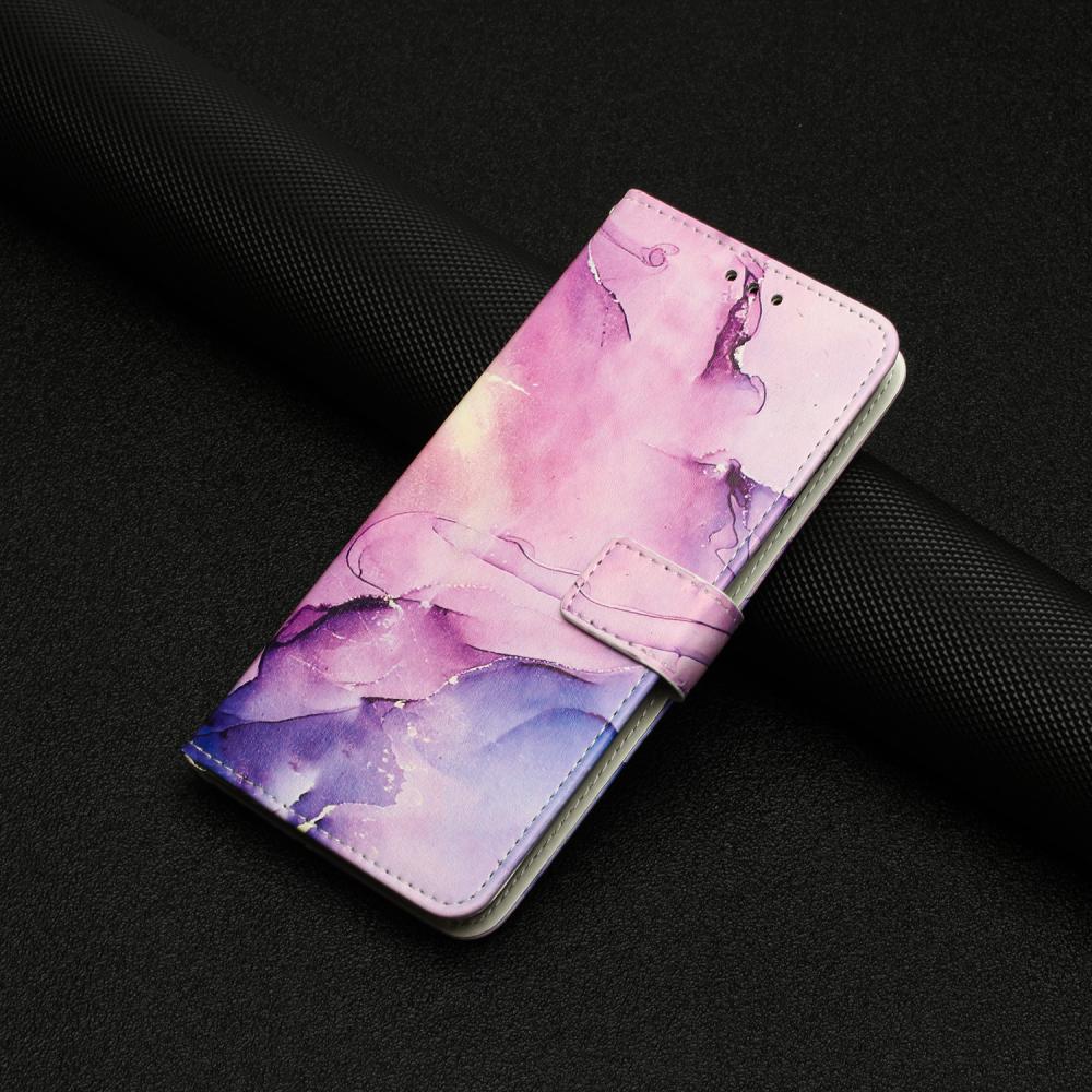  iPhone 17 Pro Fodral Läder Marmor Lila - Teknikhallen.se