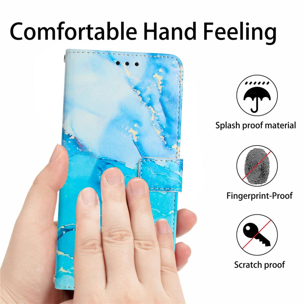  iPhone 17 Pro Fodral Läder Marmor Blå / Grön - Teknikhallen.se