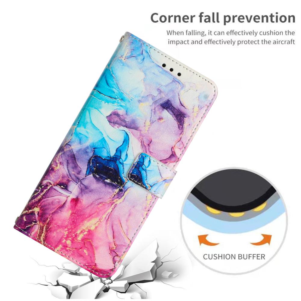  iPhone 17 Pro Fodral Läder Marmor Rosa / Lila - Teknikhallen.se