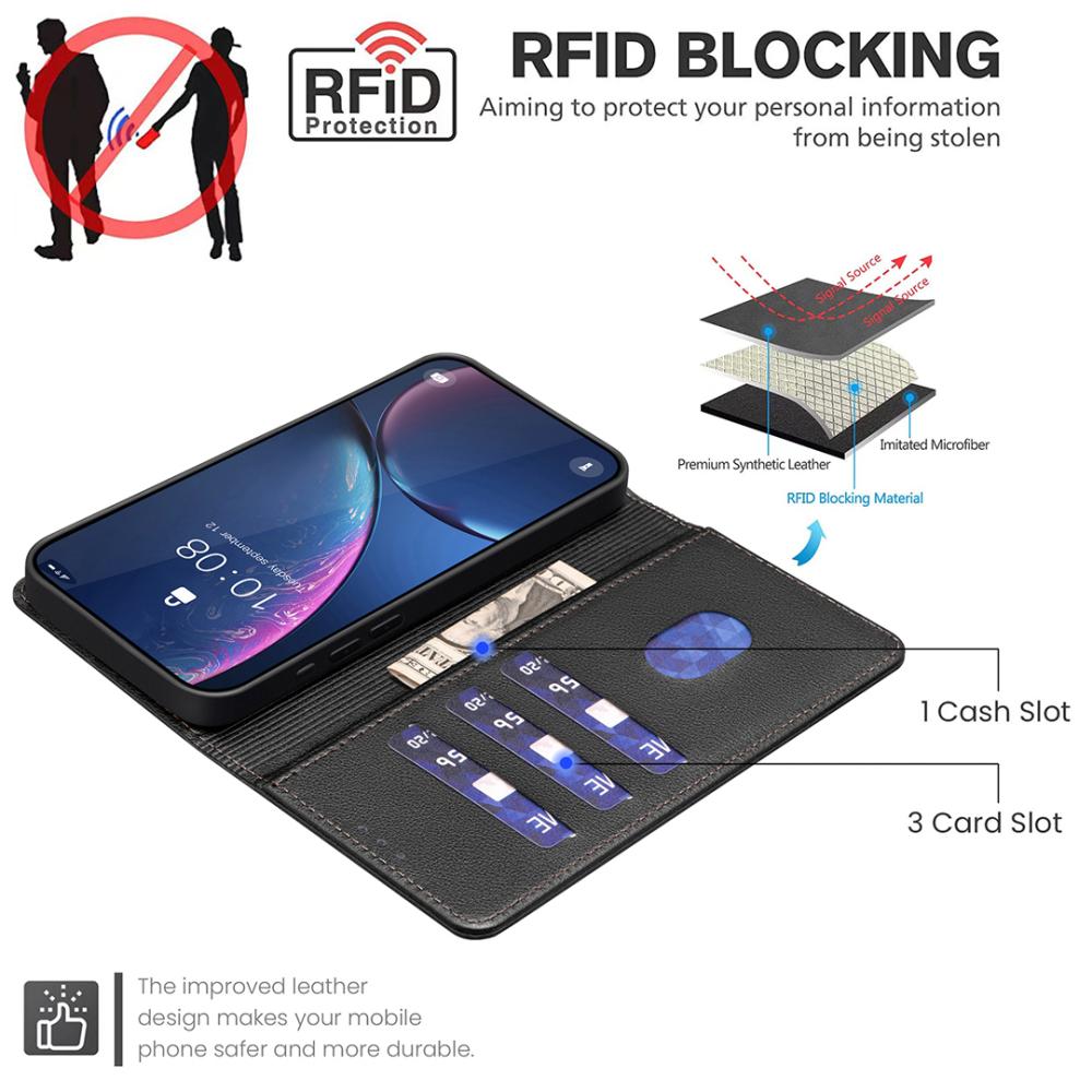 BINFEN BINFEN iPhone 17 Air Fodral RFID Läder Svart - Teknikhallen.se