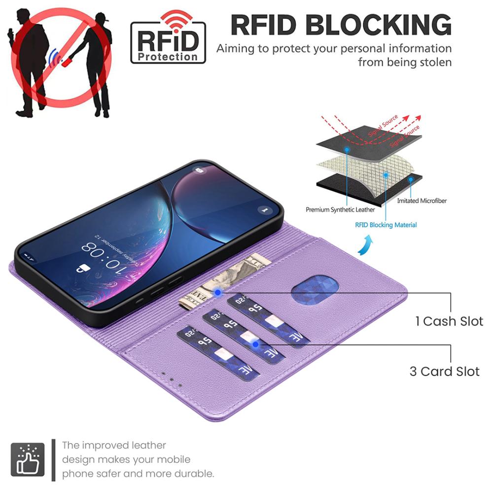 BINFEN BINFEN iPhone 17 Air Fodral RFID Läder Lila - Teknikhallen.se