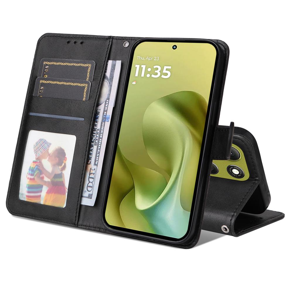  Motorola Moto G86 Power / G86 5G Fodral Läder Svart - Teknikhallen.se