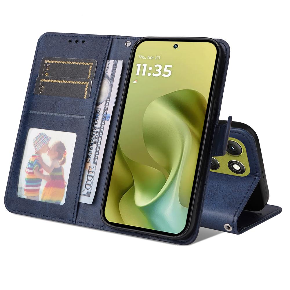  Motorola Moto G86 Power / G86 5G Fodral Läder Blå - Teknikhallen.se