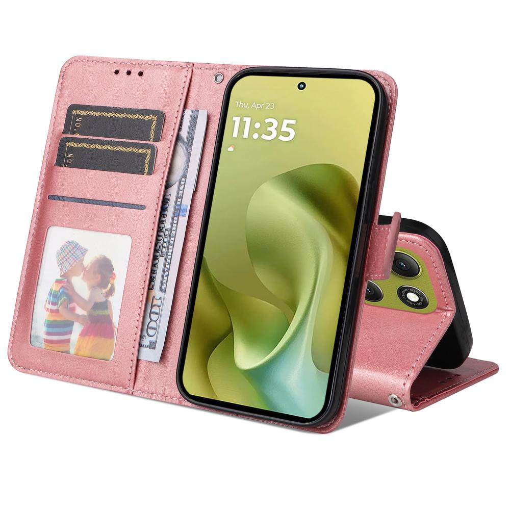  Motorola Moto G86 Power / G86 5G Fodral Läder Roséguld - Teknikhallen.se