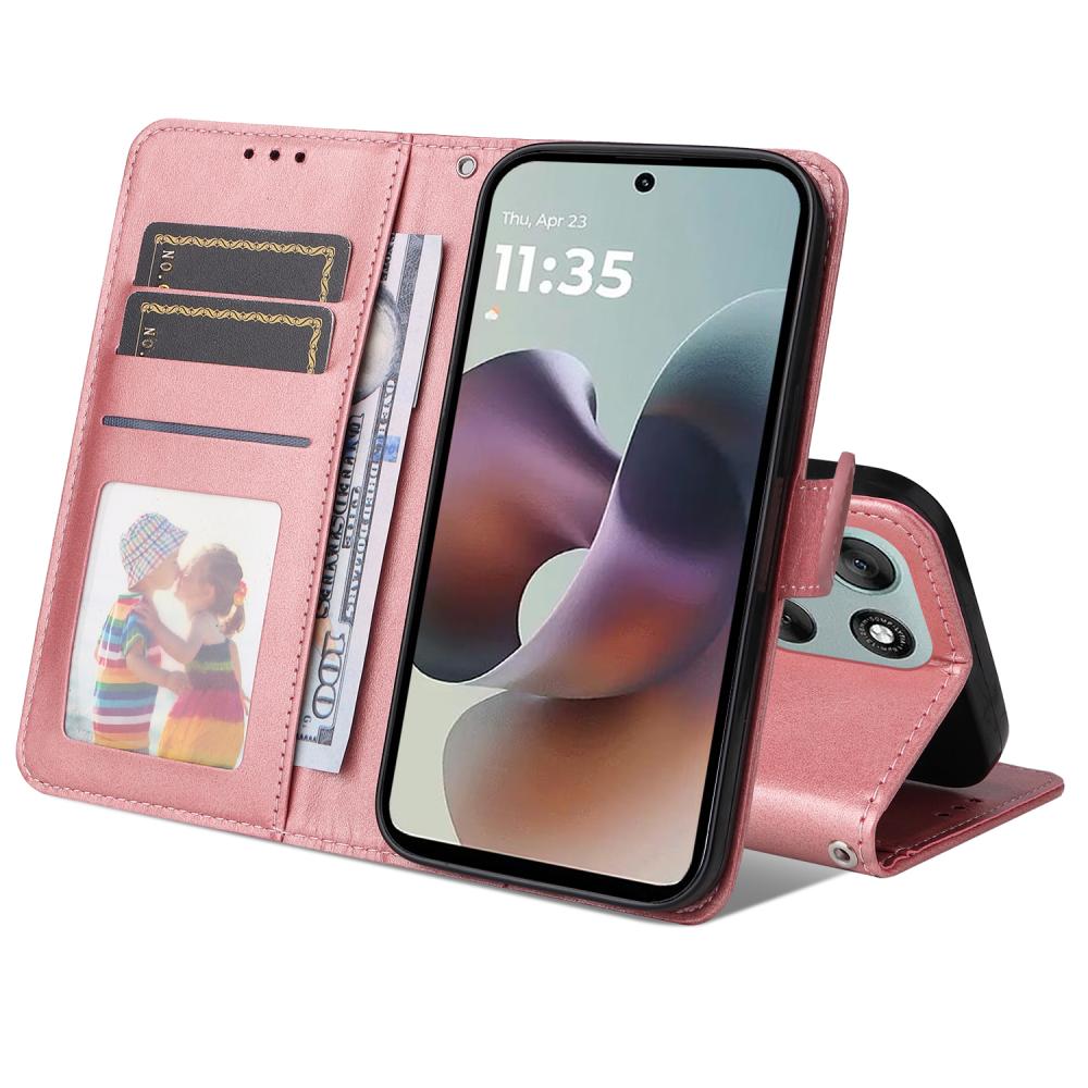  Motorola Moto G56 5G Fodral Läder Roséguld - Teknikhallen.se
