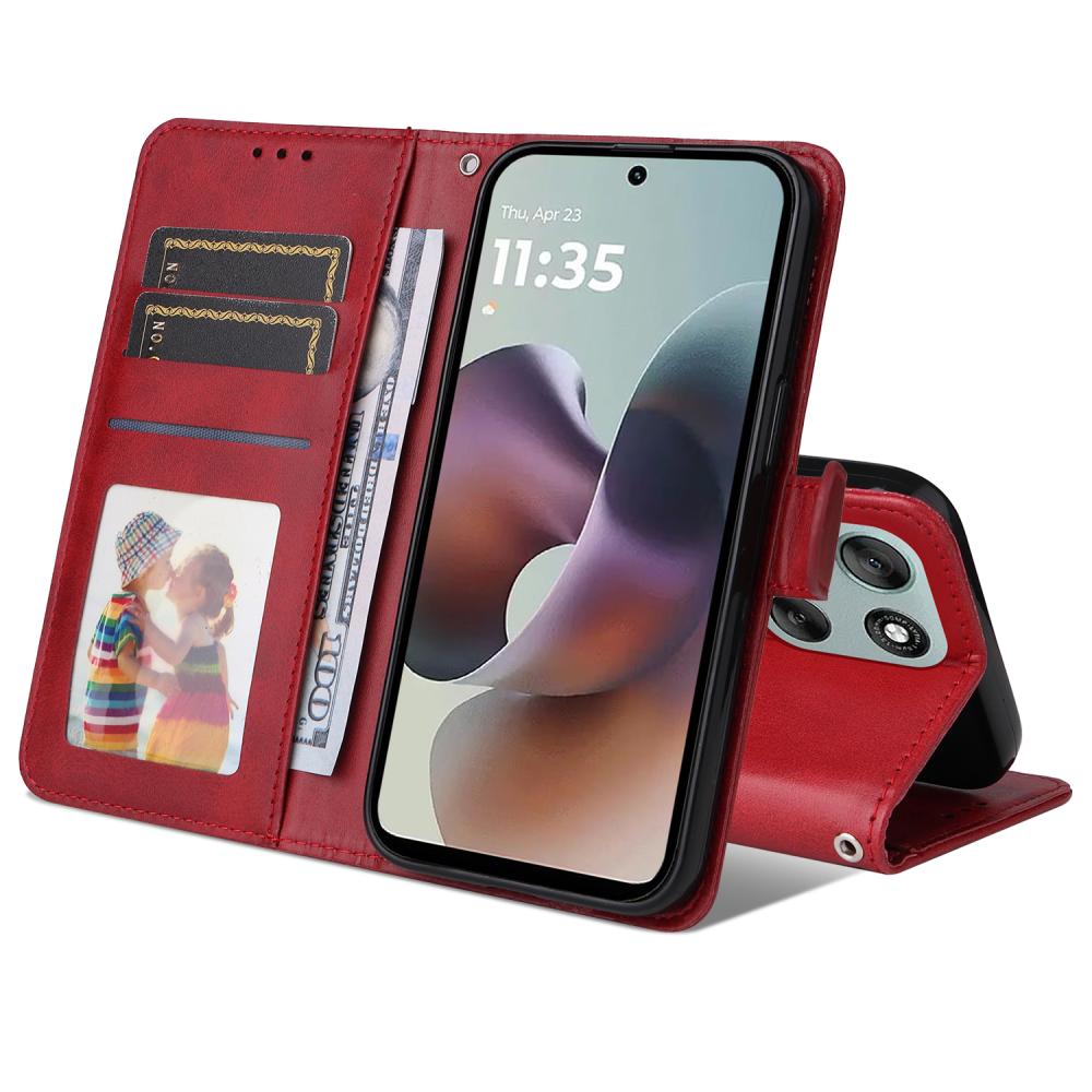  Motorola Moto G56 5G Fodral Läder Röd - Teknikhallen.se