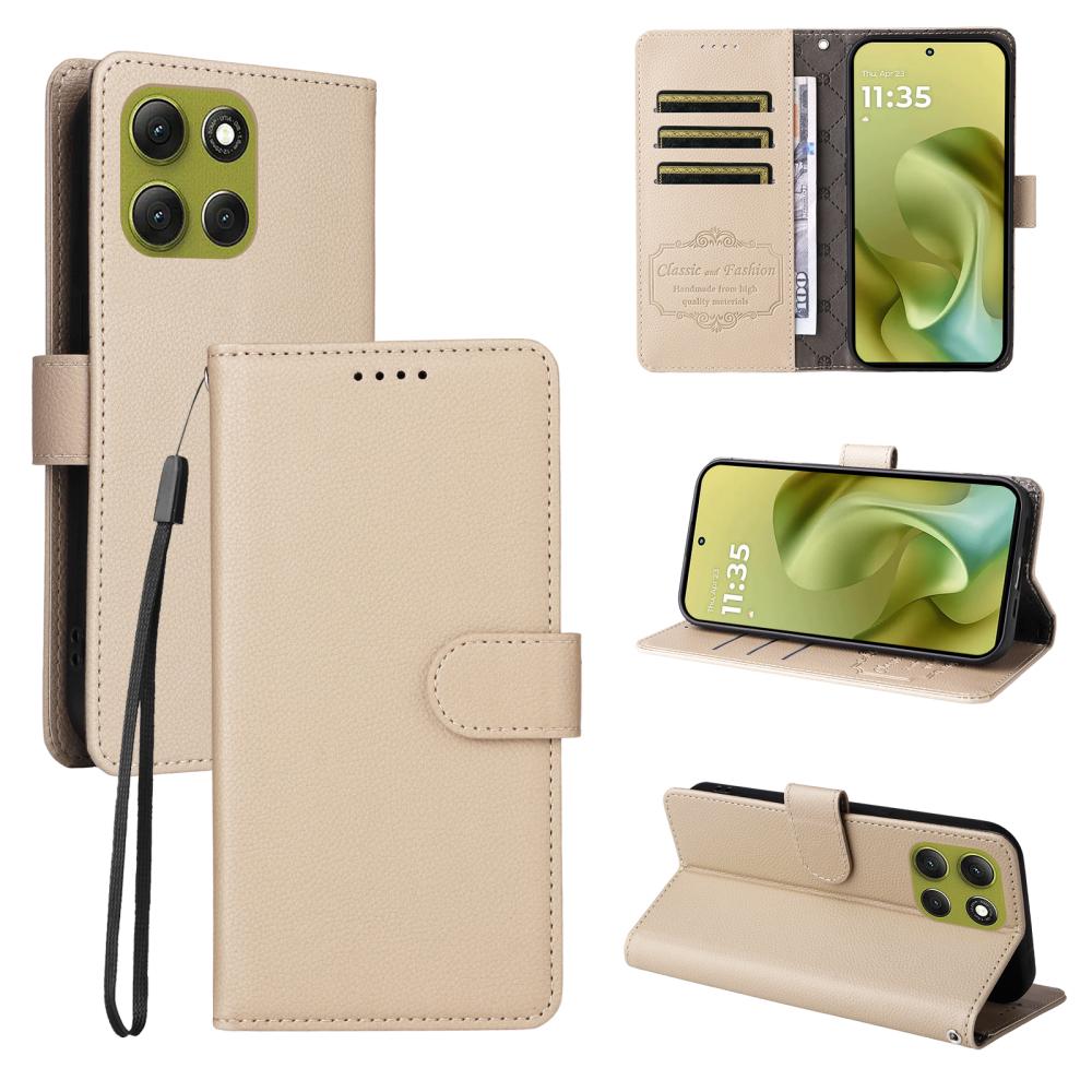  Motorola Moto G86 Power / G86 5G Fodral Läder Beige - Teknikhallen.se