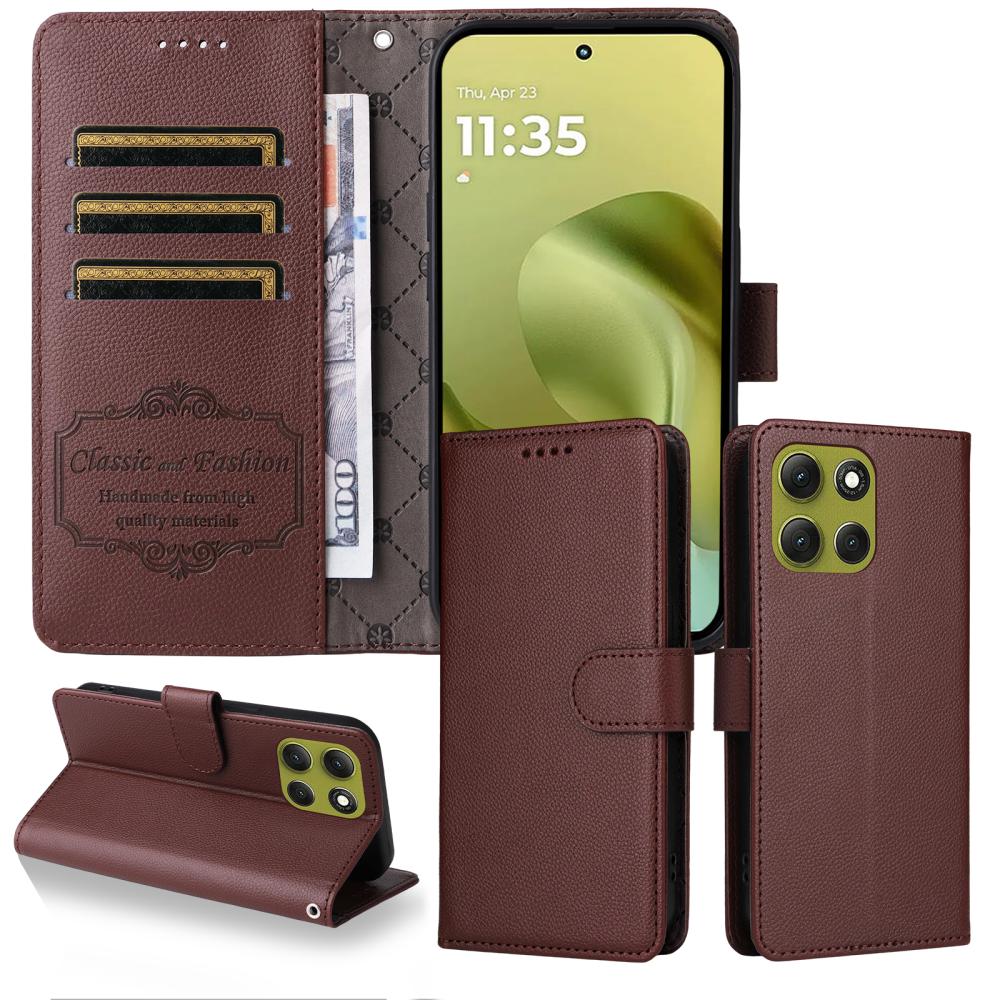  Motorola Moto G86 Power / G86 5G Fodral Läder Brun - Teknikhallen.se