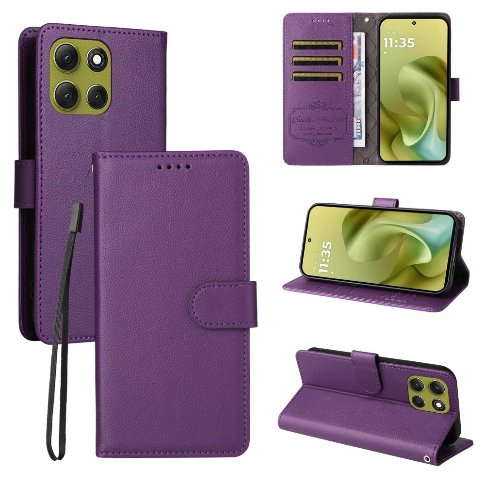  Motorola Moto G86 Power / G86 5G Fodral Läder Lila - Teknikhallen.se