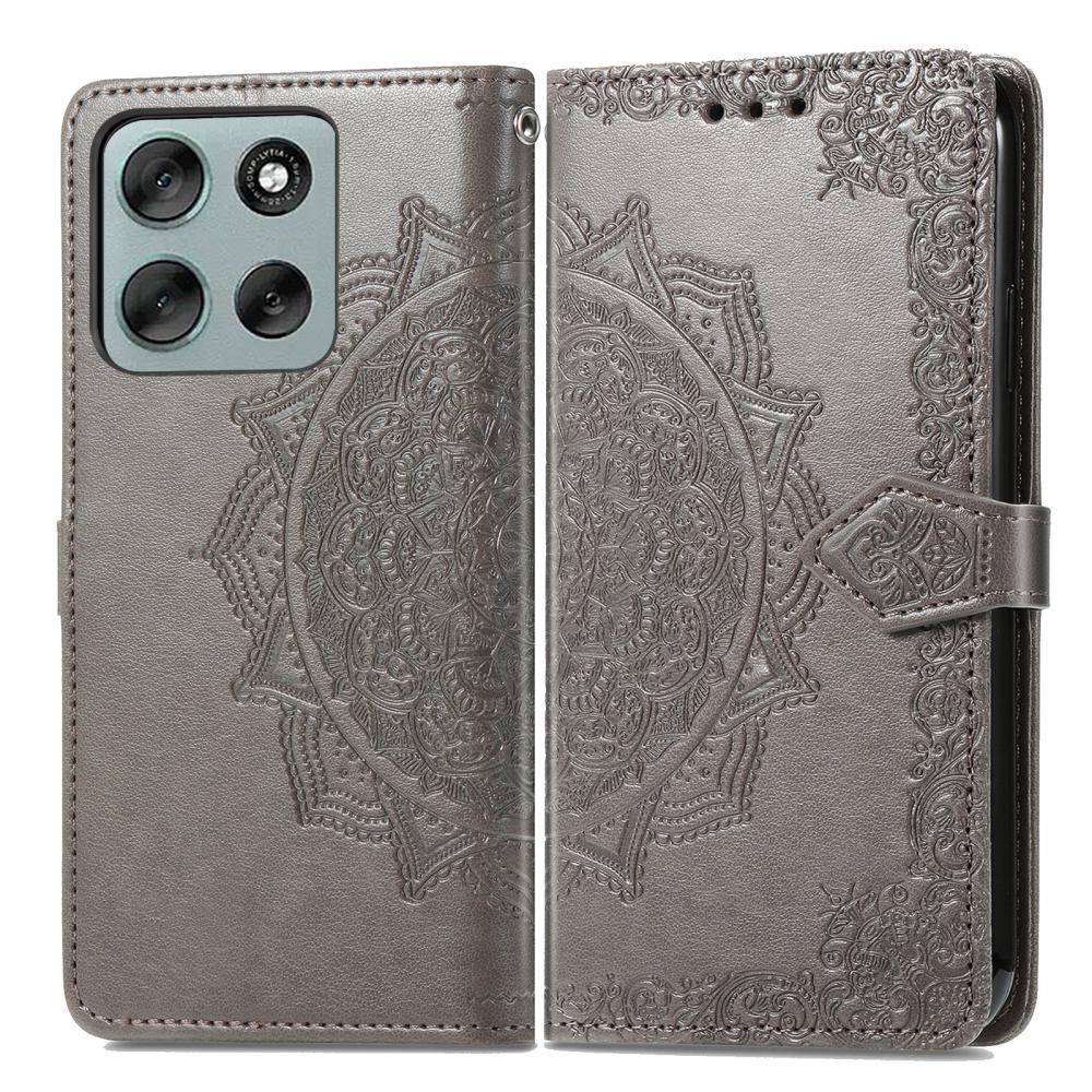  Motorola Moto G56 5G Fodral Mandala Läder Grå - Teknikhallen.se
