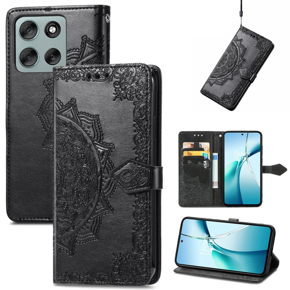  Motorola Moto G56 5G Fodral Mandala Läder Svart - Teknikhallen.se