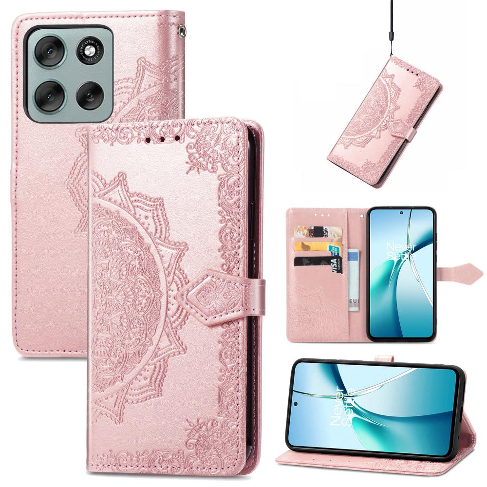  Motorola Moto G56 5G Fodral Mandala Läder Roséguld - Teknikhallen.se