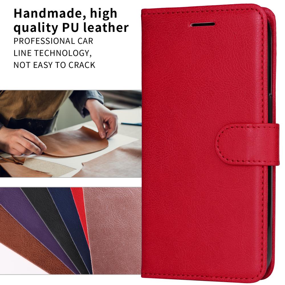  Motorola Moto G86 Power / G86 5G Fodral Läder Röd - Teknikhallen.se