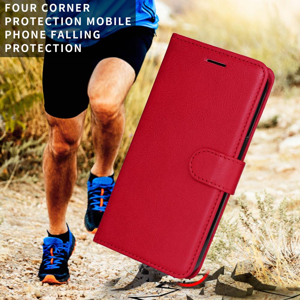  Motorola Moto G86 Power / G86 5G Fodral Läder Röd - Teknikhallen.se