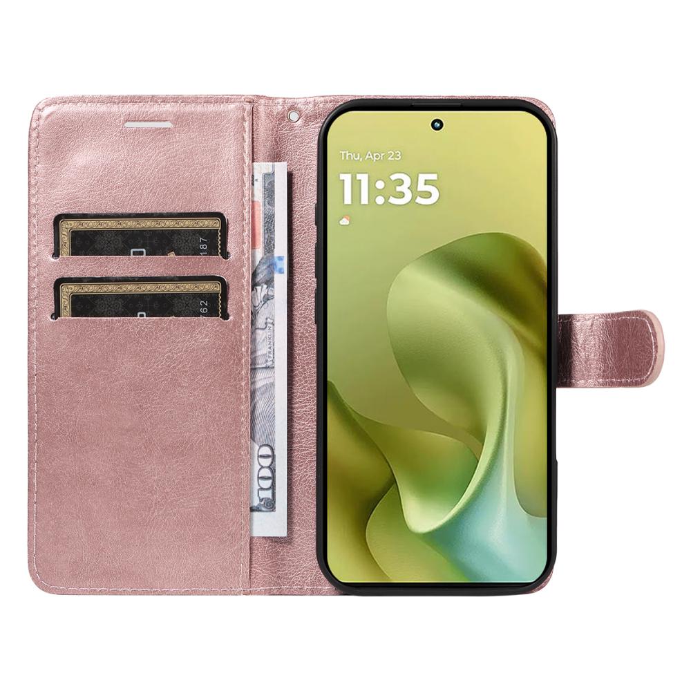  Motorola Moto G86 Power / G86 5G Fodral Läder Roséguld - Teknikhallen.se