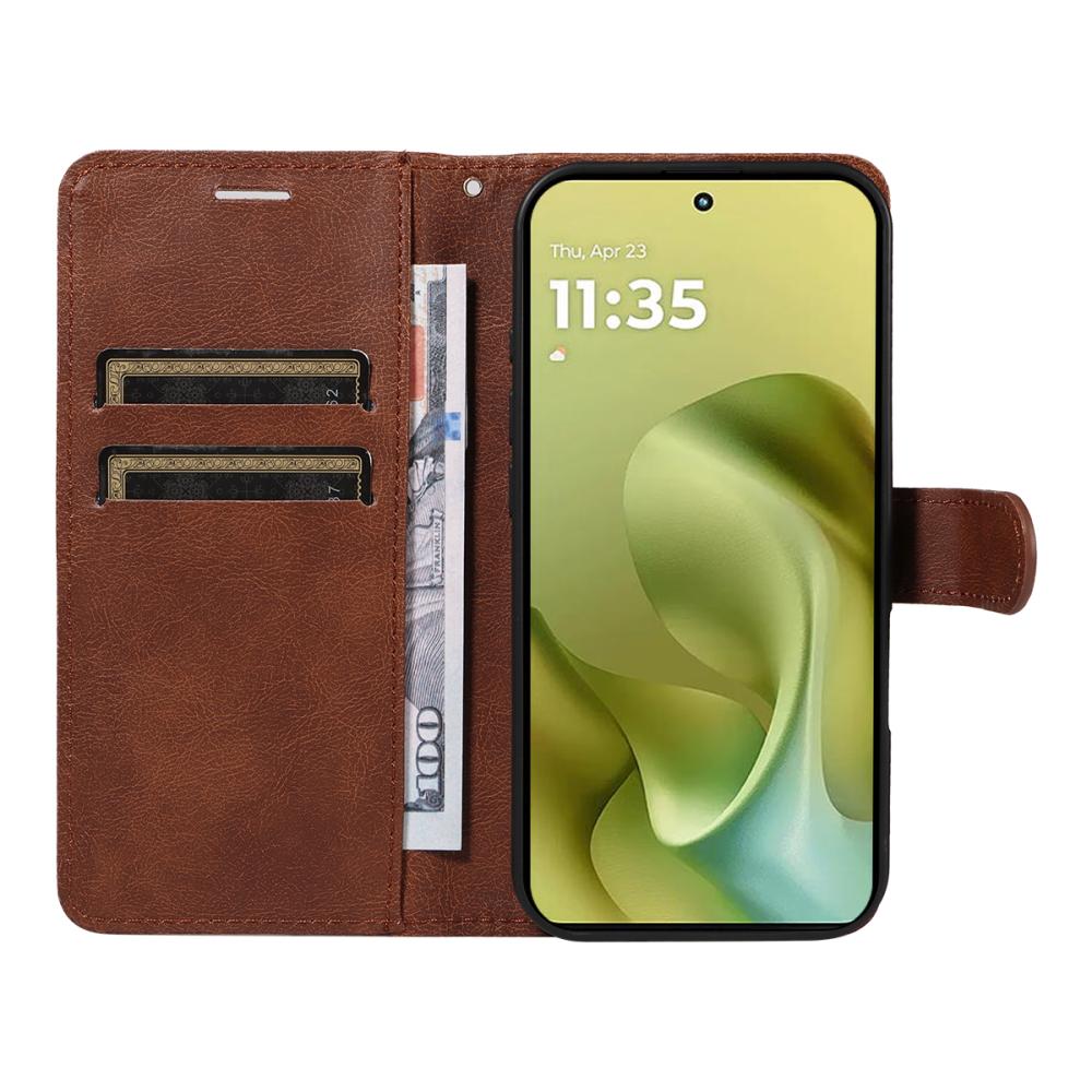  Motorola Moto G86 Power / G86 5G Fodral Läder Brun - Teknikhallen.se