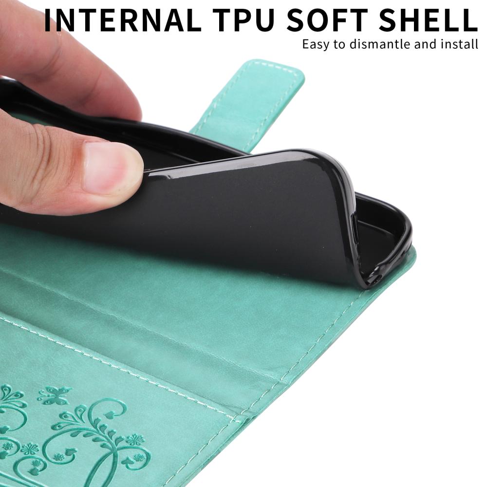  Motorola Moto G86 Power/G86 5G Fodral Fjäril Tryck Grön - Teknikhallen.se