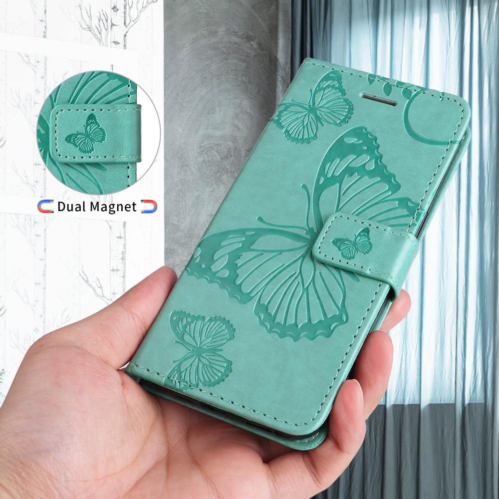  Motorola Moto G86 Power/G86 5G Fodral Fjäril Tryck Grön - Teknikhallen.se