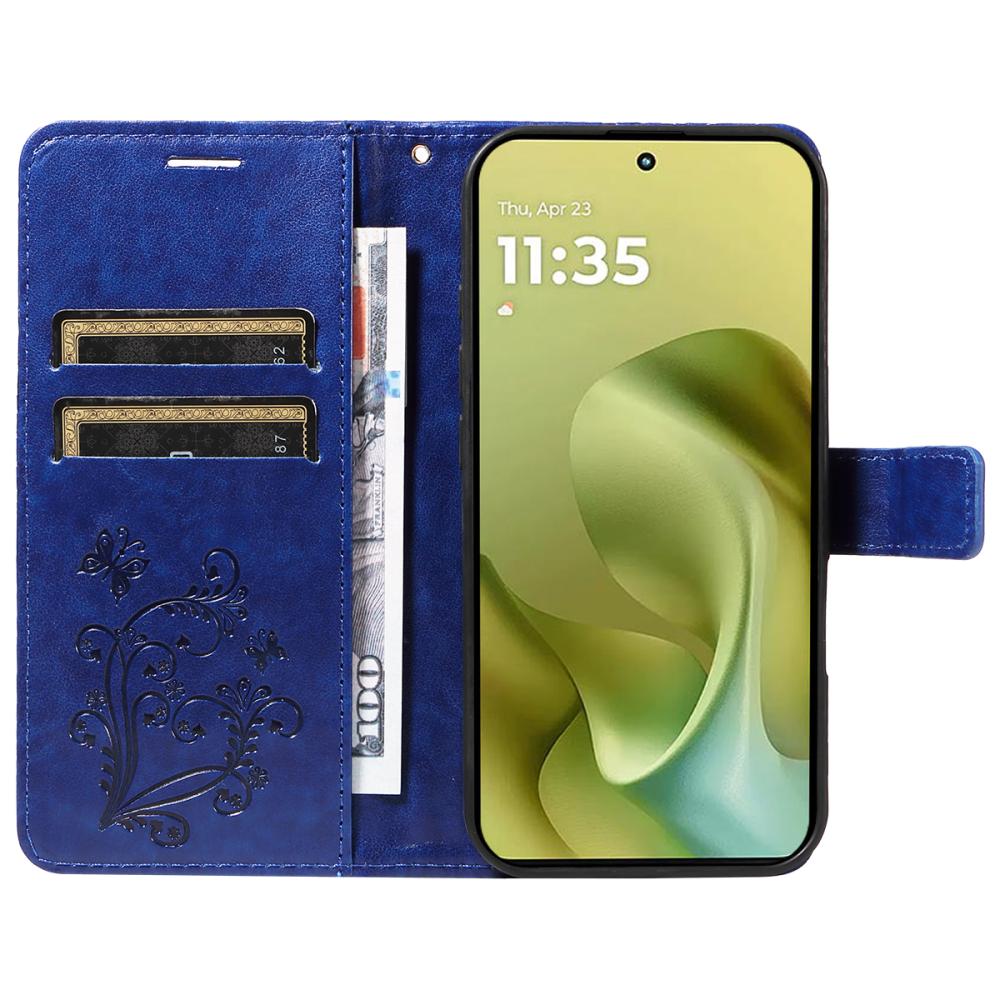  Motorola Moto G86 Power/G86 5G Fodral Fjäril Tryck Blå - Teknikhallen.se