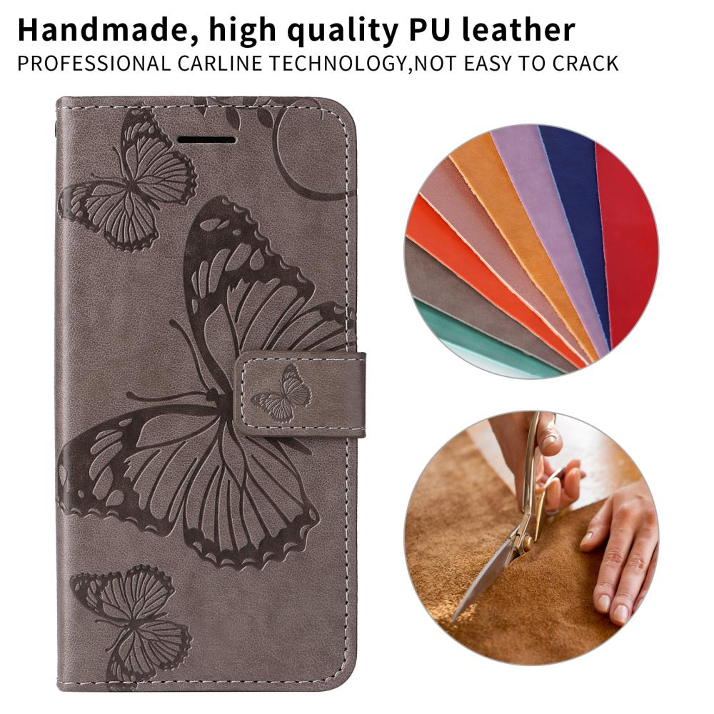  Motorola Moto G86 Power/G86 5G Fodral Fjäril Tryck Grå - Teknikhallen.se