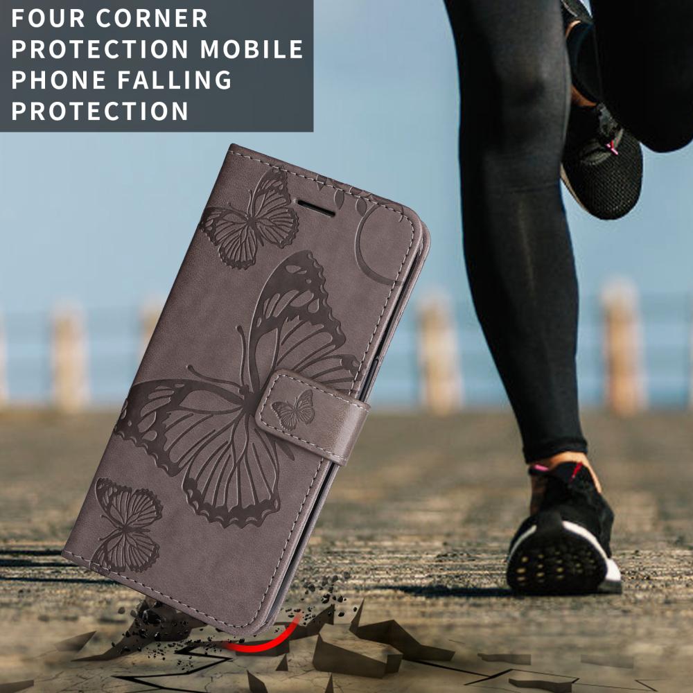  Motorola Moto G86 Power/G86 5G Fodral Fjäril Tryck Grå - Teknikhallen.se