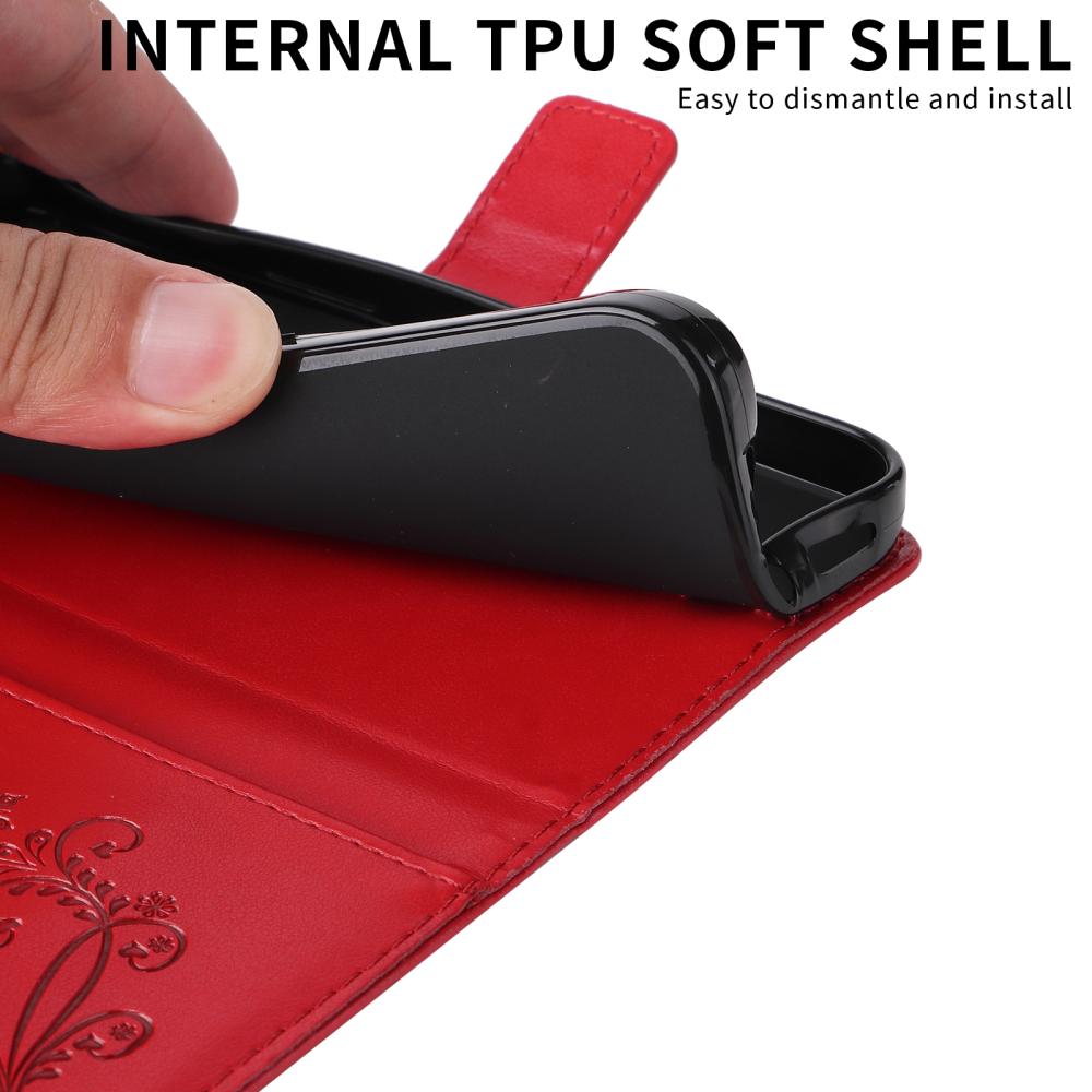  Motorola Moto G86 Power/G86 5G Fodral Fjäril Tryck Röd - Teknikhallen.se