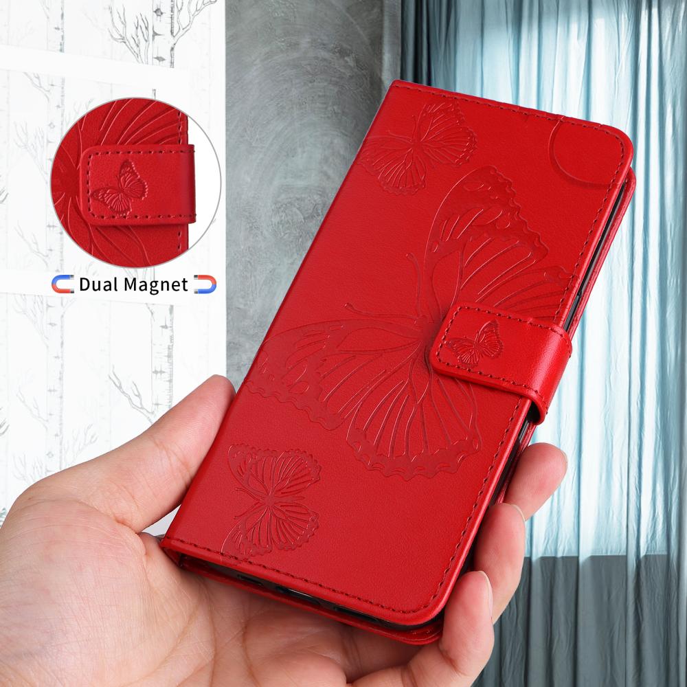  Motorola Moto G86 Power/G86 5G Fodral Fjäril Tryck Röd - Teknikhallen.se