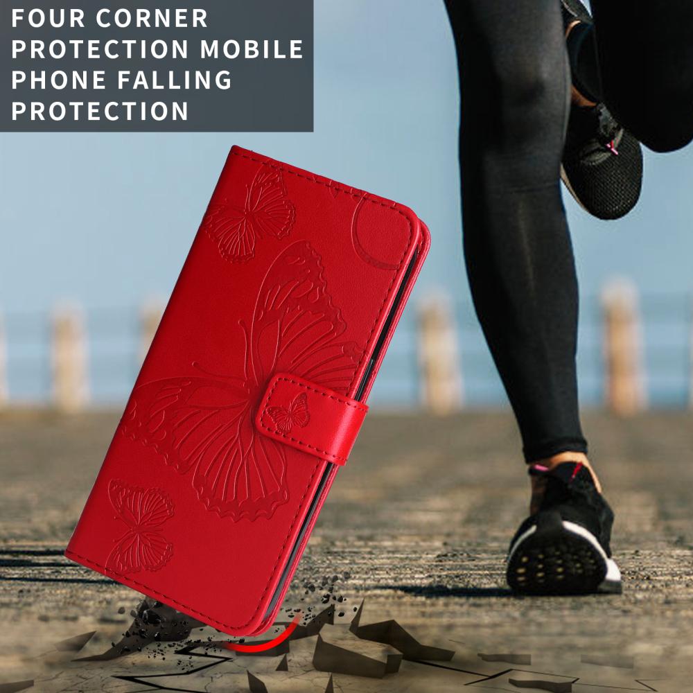  Motorola Moto G86 Power/G86 5G Fodral Fjäril Tryck Röd - Teknikhallen.se