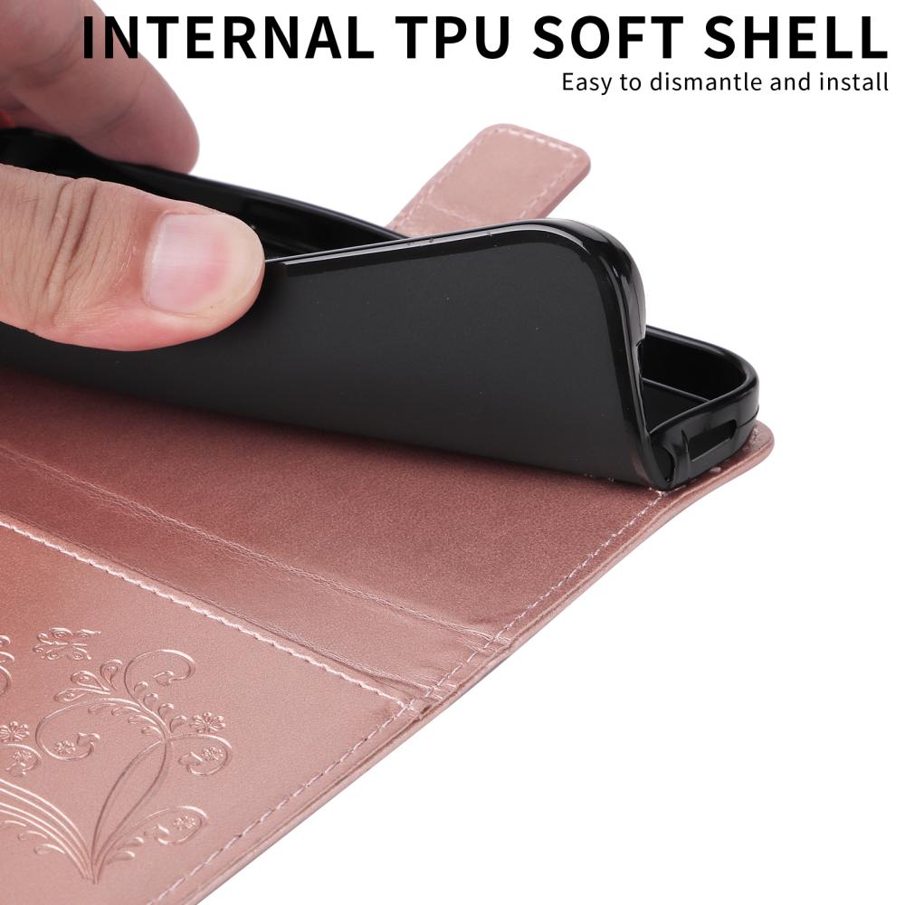  Motorola Moto G86 Power/G86 5G Fodral Fjäril Tryck Roséguld - Teknikhallen.se