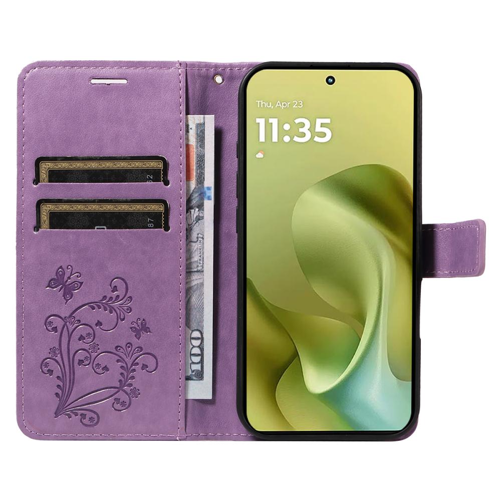  Motorola Moto G86 Power/G86 5G Fodral Fjäril Tryck Lila - Teknikhallen.se