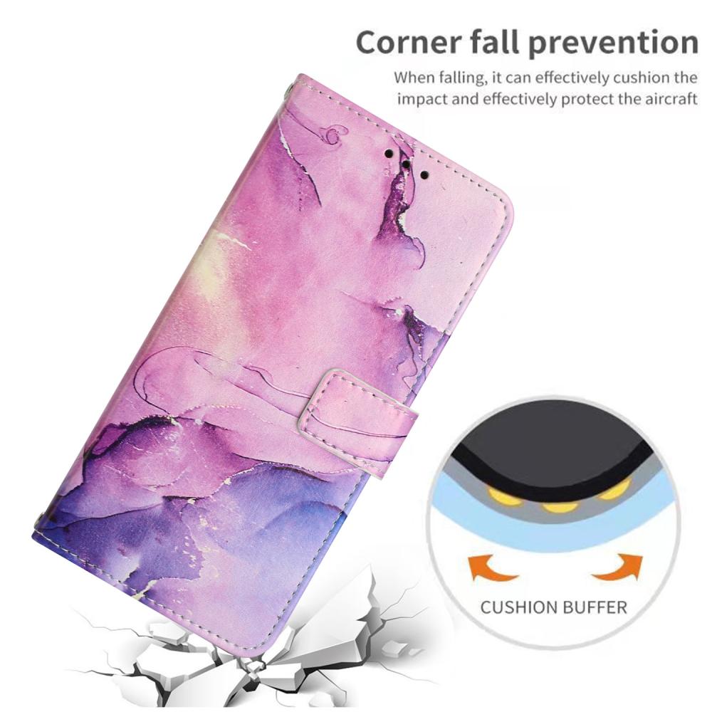  Motorola Moto G86 Power / G86 5G Fodral Läder Marmor Lila - Teknikhallen.se